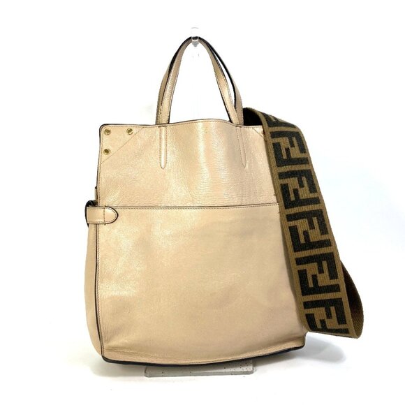 FENDI Cream Zucca Shoulder Bag